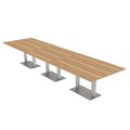 Skutchi Designs 14 Person Modular Rectangular Conference Table, Square Metal Base, 14Ft, Driftwood HAR-REC-48x168-DOU-XD21
